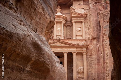 Following the Siq to the Treasury in Petra Jordan