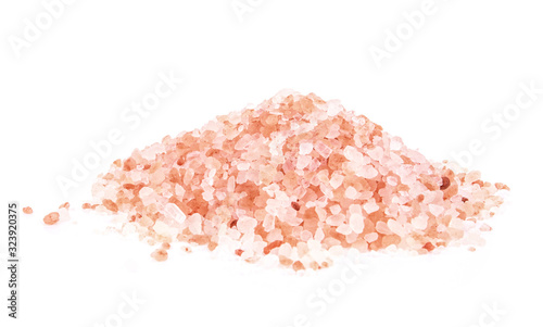 Pink Himalayan salt isolated on white background.
