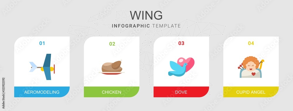 Fotografie 4 wing flat icons set isolated on infographic template