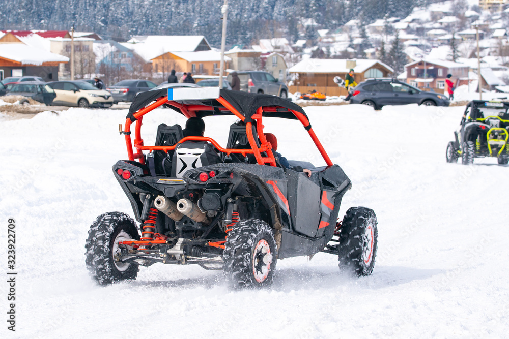 Quad bikes for rent in snow resort Bakuriani. Winter resort. Quad bikes for rent in snow resort Bakuriani. Winter resort.