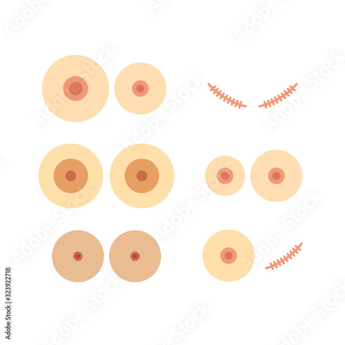 female breast flat icon, vector illustration