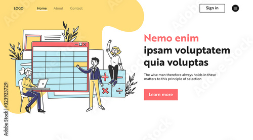 Students raising hands in class. Teacher asking question, math, pupils flat vector illustration. Teaching, school, education concept for banner, website design or landing web page
