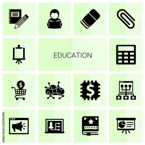 14 education filled icons set isolated on white background