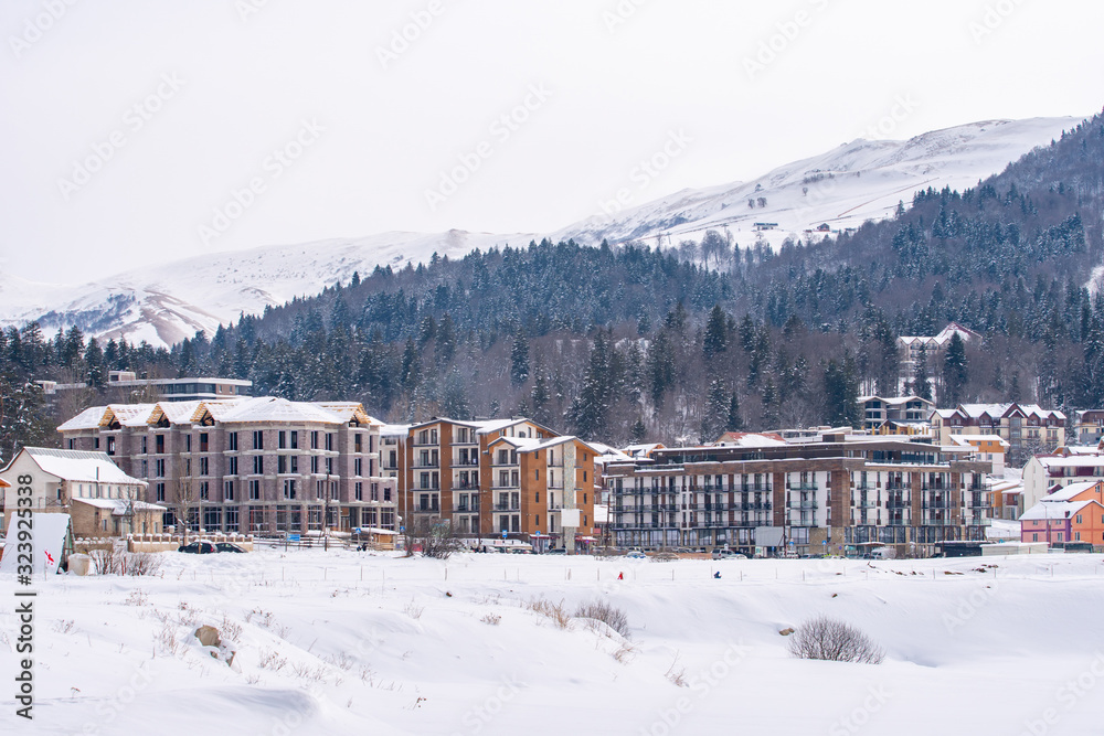 View of Bakuriani, winter resort in Georgia.