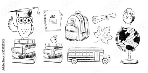 Set of education items doodles