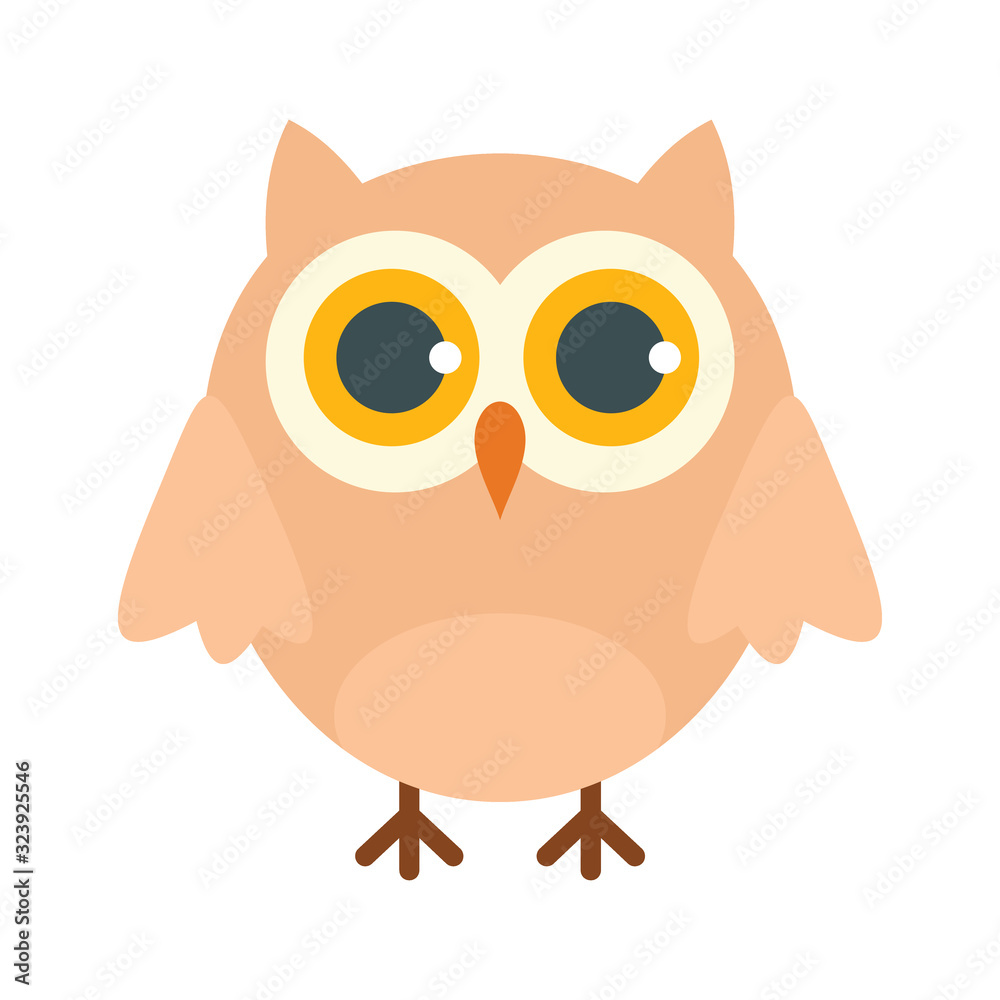 College owl flat icon. Vector college owl in flat style isolated on white background. Element for web, game and advertising