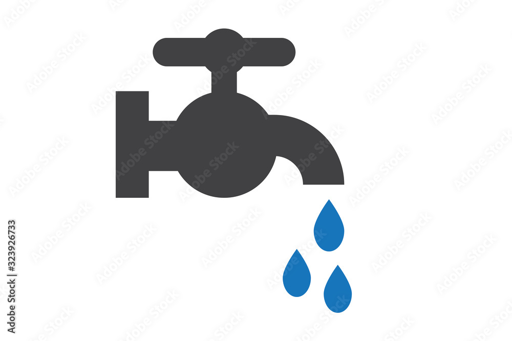 Water tap with water drop icon vector Water tap with water drop icon vector