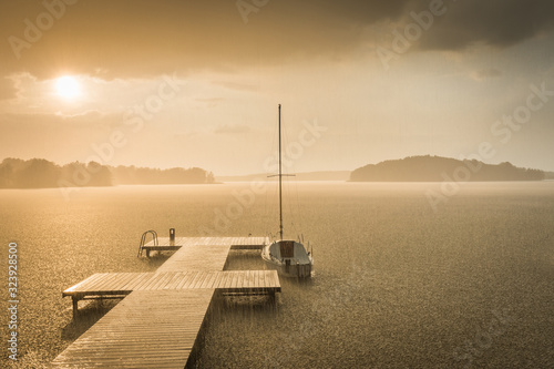 Fototapeta Naklejka Na Ścianę i Meble -  Sunset on the Wulpińskie lake near Olsztyn in Poland
