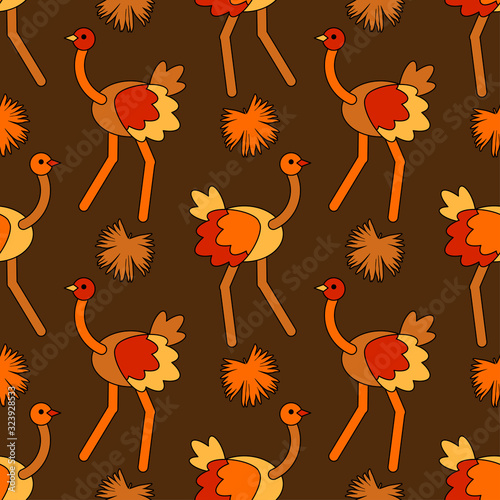 Ostrich bird. Cute cartoon. Vector illustration for web design or print. photo