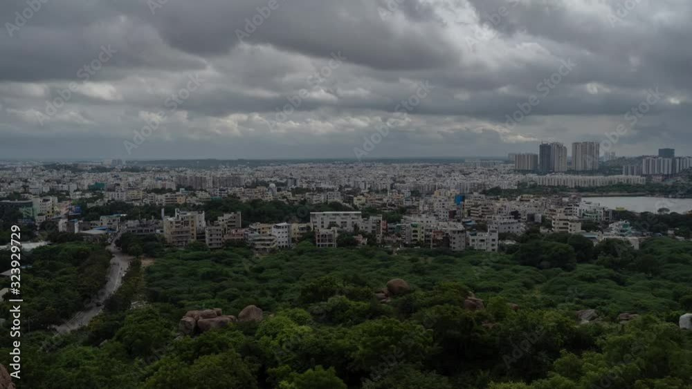 Hyderabad city view from a mountain in jubilee hills, India 4K timelapse Hyderabad city view from a mountain in jubilee hills, India 4K timelapse