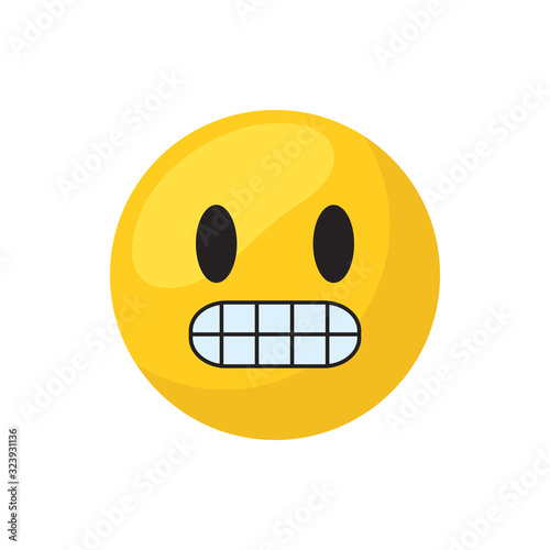 Nervous emoji face flat style icon vector design