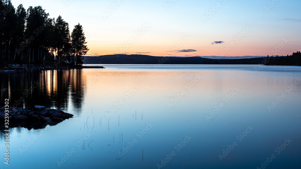 sunset on lake