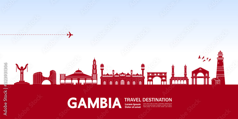 Gambia travel destination grand vector illustration. 
