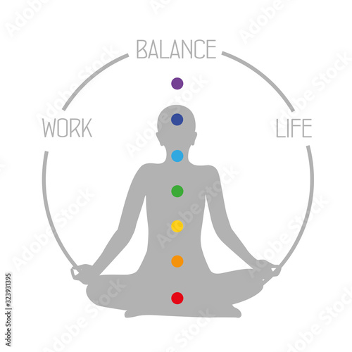 work life balance meditation concept on white background vector illustration EPS10
