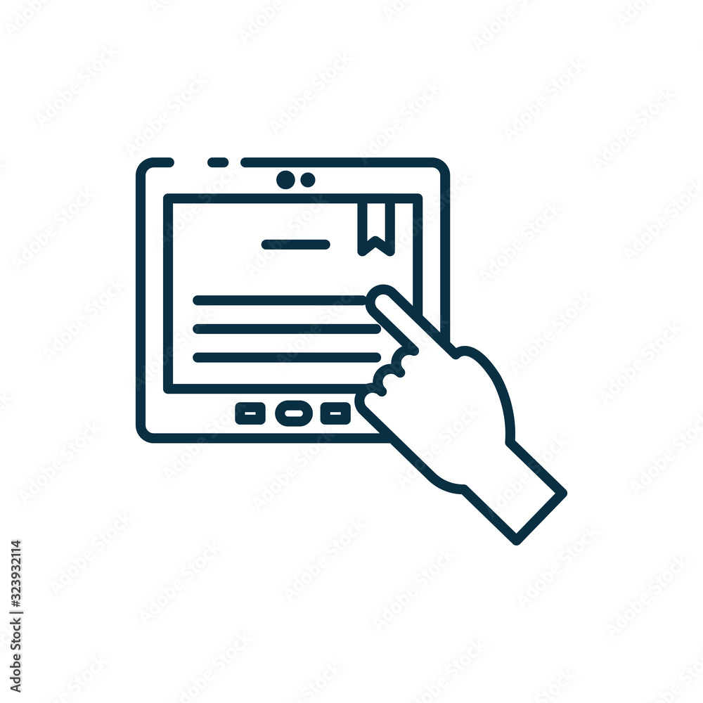 Isolated graduation diplom and hand line style icon vector design Isolated graduation diplom and hand line style icon vector design