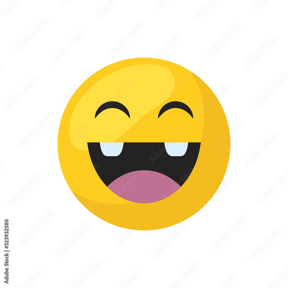 Happy emoji face flat style icon vector design Happy emoji face flat style icon vector design