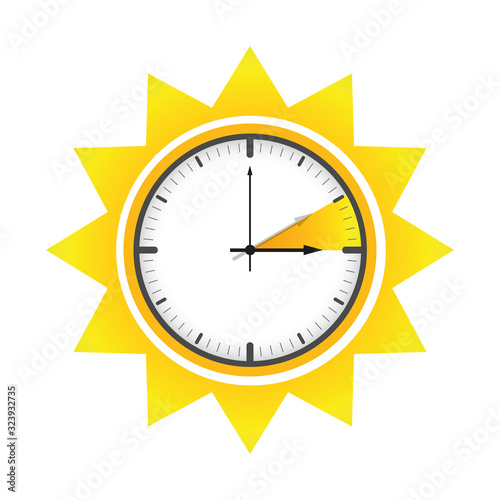 Foto summer time clock daylight saving time sun vector illustration EPS10