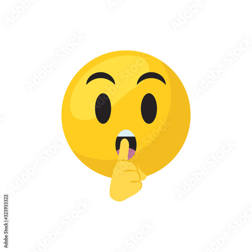 Silence emoji face flat style icon vector design