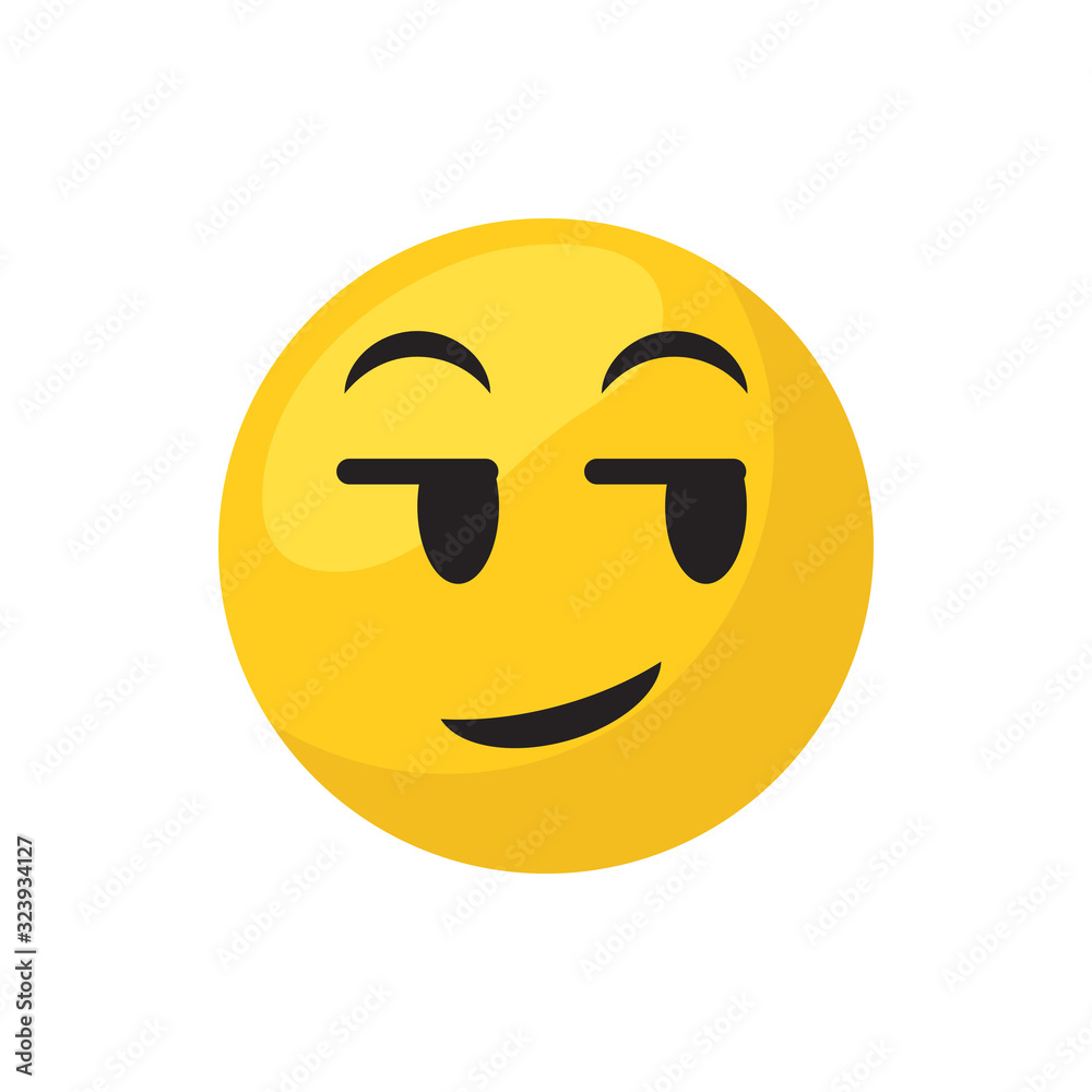 Fototapeta premium Smirk emoji face flat style icon vector design
