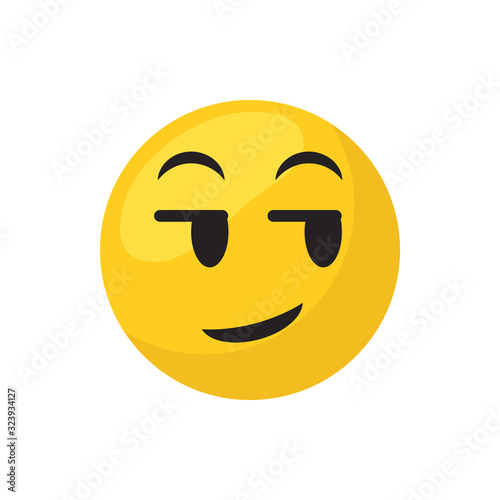 Smirk emoji face flat style icon vector design