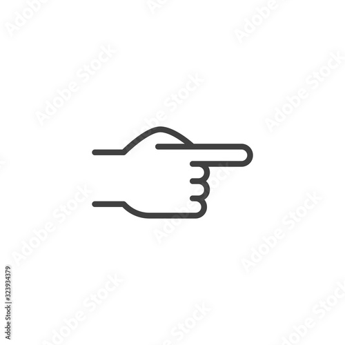 Hand with pointing finger line icon. linear style sign for mobile concept and web design. Pointing finger right outline vector icon. Symbol, logo illustration. Vector graphics