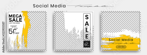 Editable social media templates, Instagram story collections and post frame templates, layout designs, Mockups for marketing promotions, covers, banners, backgrounds, square puzzles, vector elements