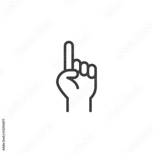 Index, Finger point line icon. linear style sign for mobile concept and web design. Hand with one finger pointing up outline vector icon. Symbol, logo illustration. Vector graphics