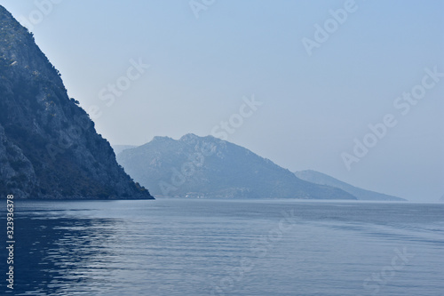 blue water, blue sky, mountains. aegean. Turkey © Igor