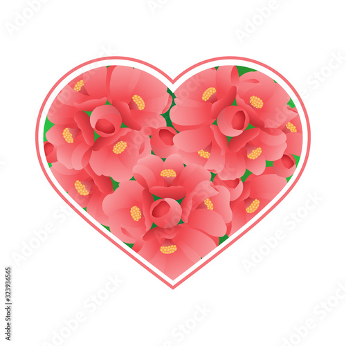 Heart filled with pink flowers on a white background. The item is suitable for decorating the various holidays of love, or love confession For greeting cards or invitations to events. Decoration.