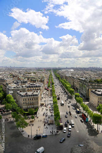 Beautiful panoramic view of Paris from the roof of the Triumphal Arch © Dinadesign