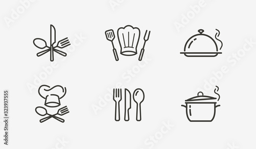 Cooking icon set vector. Culinary, restaurant, cuisine symbol or logo photo