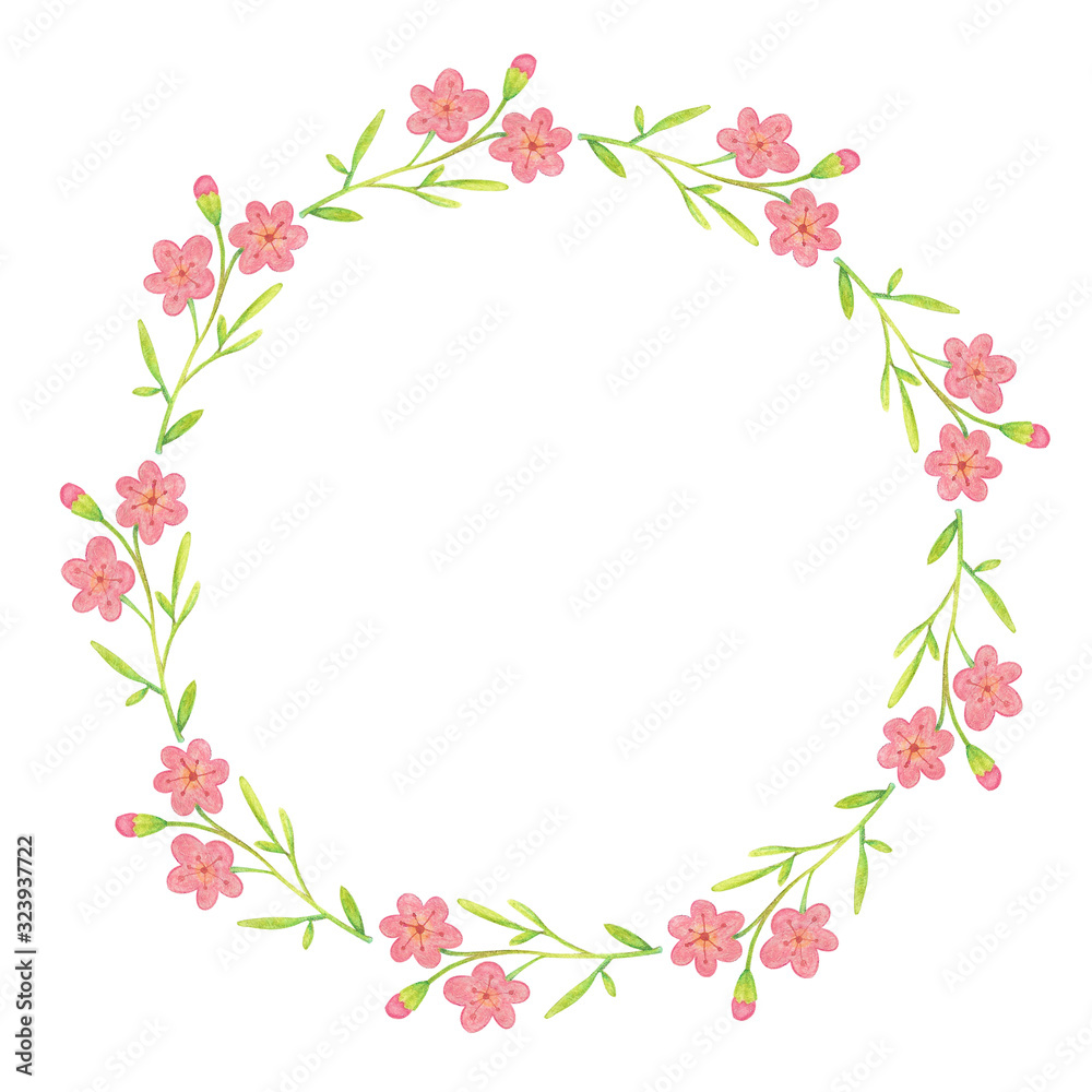 Pink flower illustration floral frame