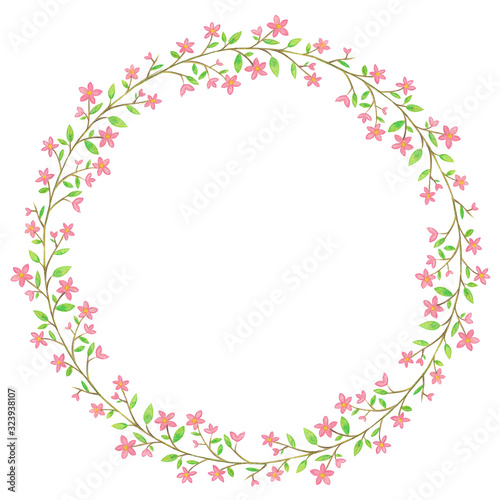 Wallpaper Mural Romantic floral round frame with cute pink flowers Torontodigital.ca
