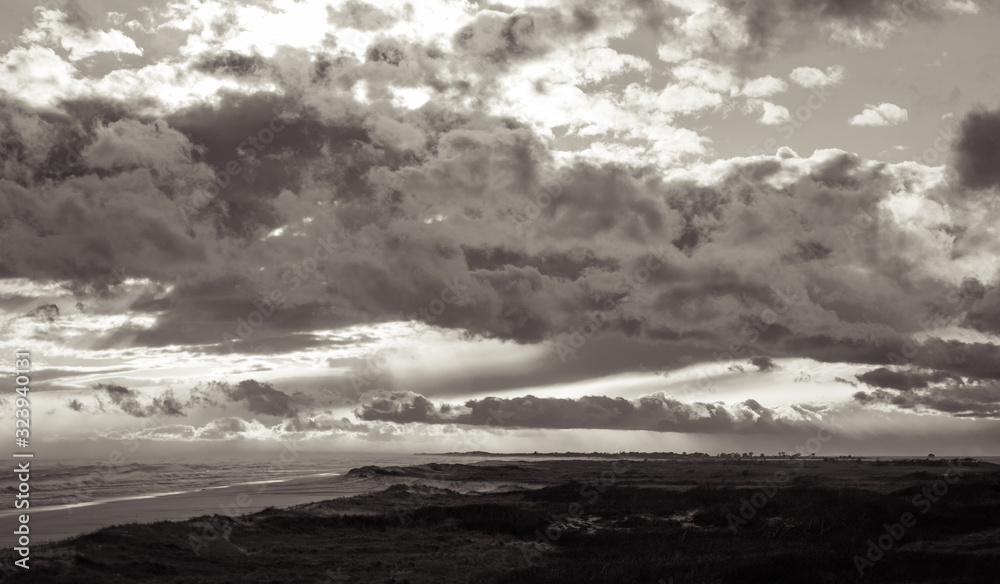 Black and White Beach Silhouette Landscape Black and White Beach Silhouette Landscape