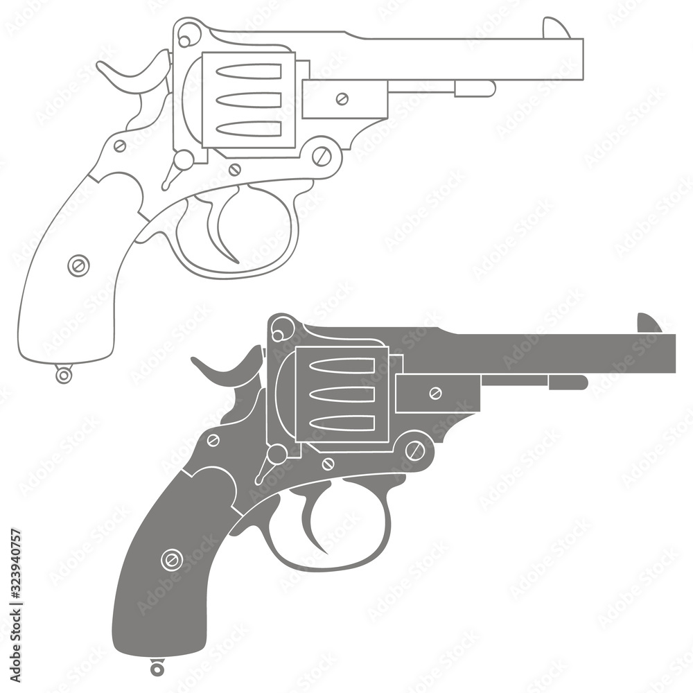 Vector monochrome icon with Revolver for your design