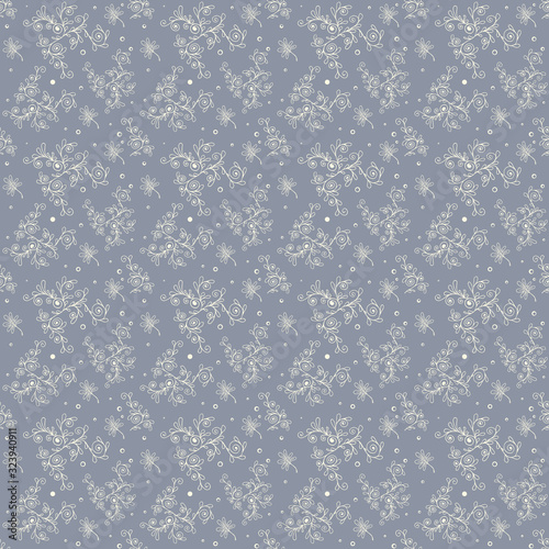 Floral ornament on gray background for texture, background, invitation card or cover and decoration picture.