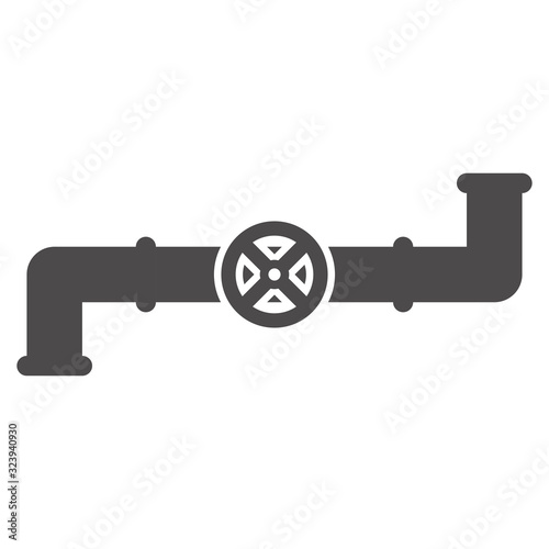 Water pipe with valve icon in flat style.Vector illustration.
