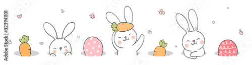 Draw banner rabbit and egg in hole For Easter day.