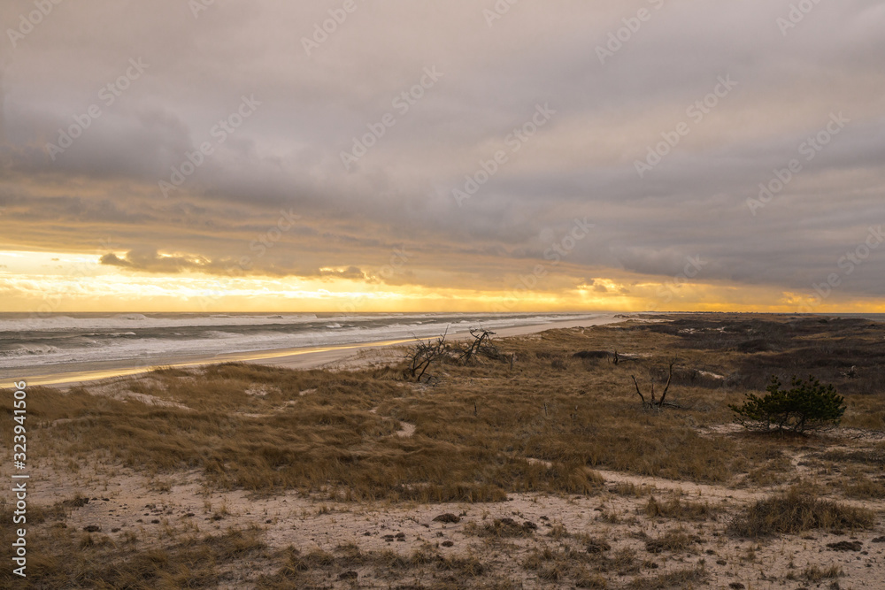 Golden Beach Sunset Landscape with Ocean Golden Beach Sunset Landscape with Ocean