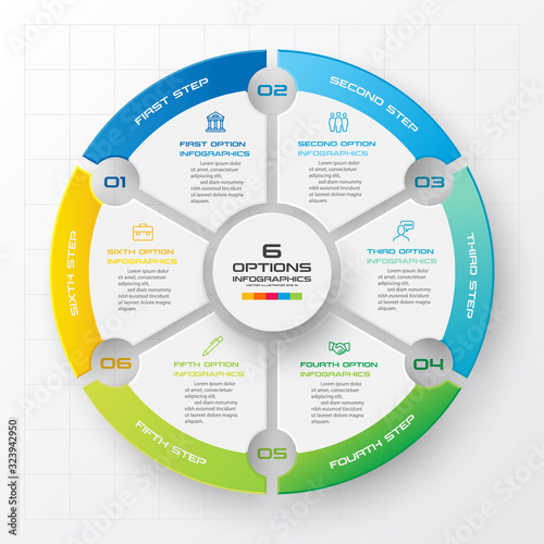Circle infographic template with 6 options,Vector illustration.
