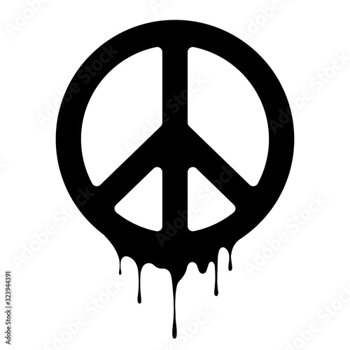 Peace sign. Vector peace icon. Drips of paint. Peace print
