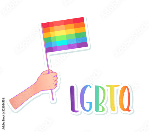 Rainbow colored icon. Gay Pride. LGBT concept. Realistic style vector colorful illustration isolated. Sticker, patch, t-shirt print, logo design..