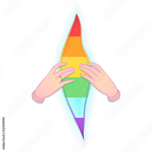 Rainbow colored icon. Gay Pride. LGBT concept. Realistic style vector colorful illustration isolated. Sticker, patch, t-shirt print, logo design..