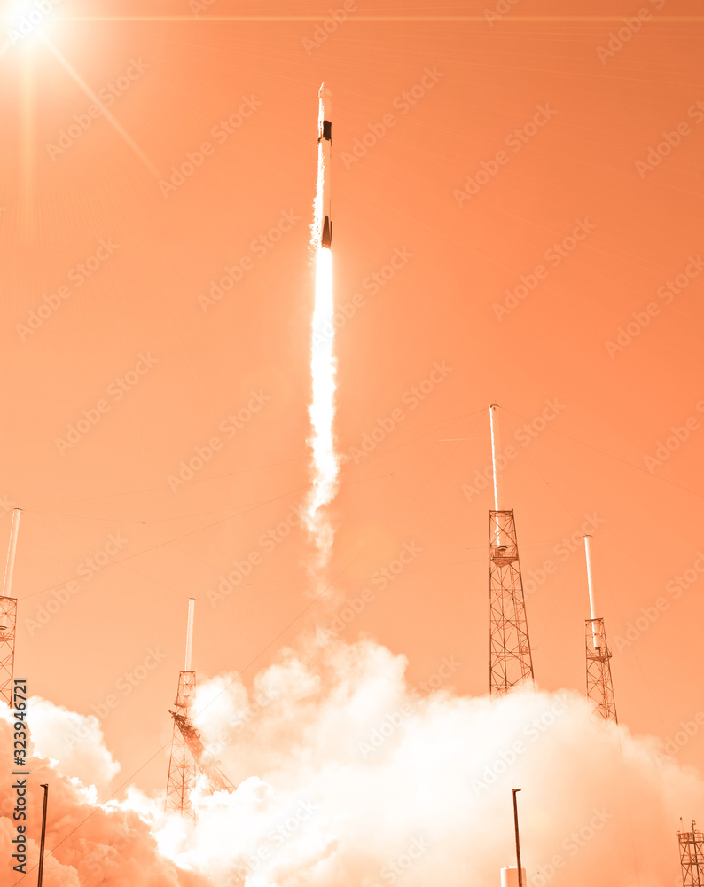 Spaceship launch. The elements of this image furnished by NASA.