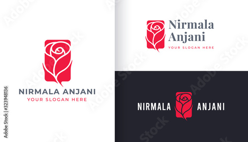 Minimal Rose flower logo design