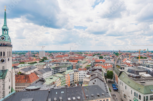 View of Munich as seen from the Neues Rathaus tower.