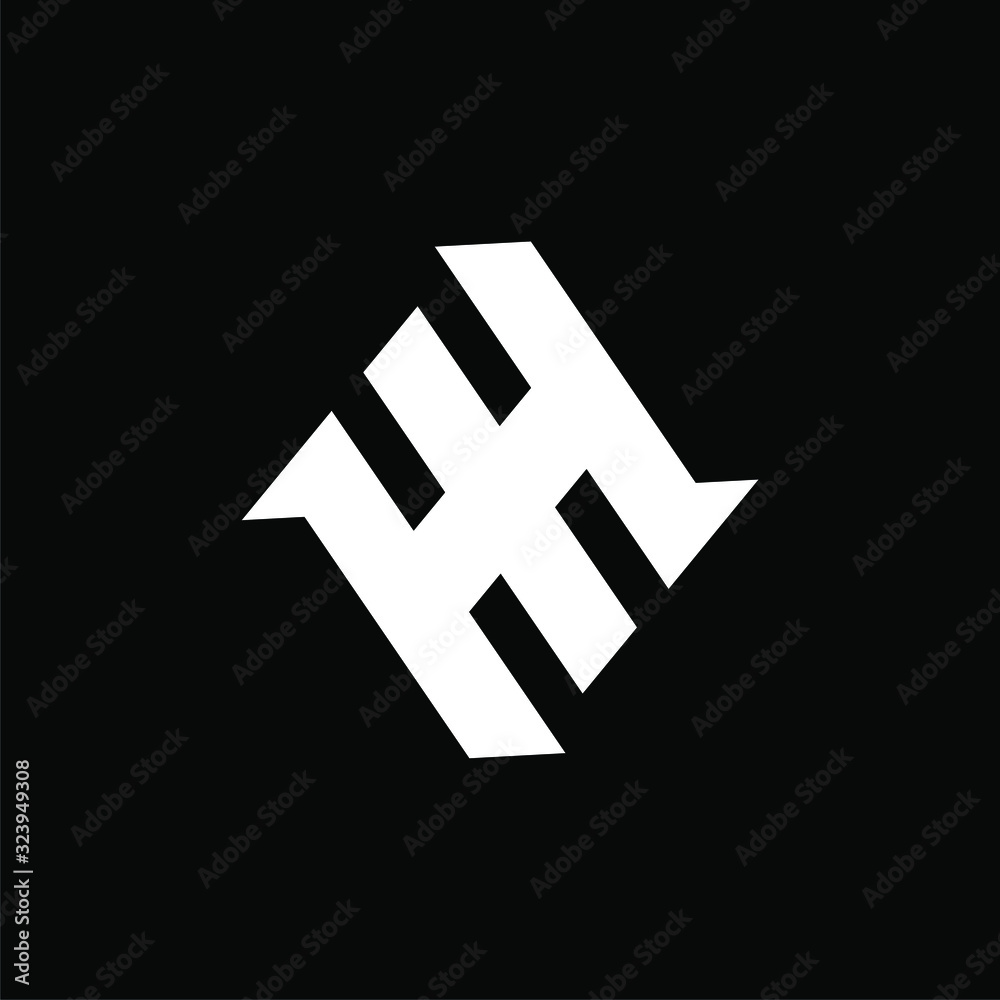 Obraz premium Initial letter double H or E logo template with sporty diamond line art symbol in flat design monogram illustration