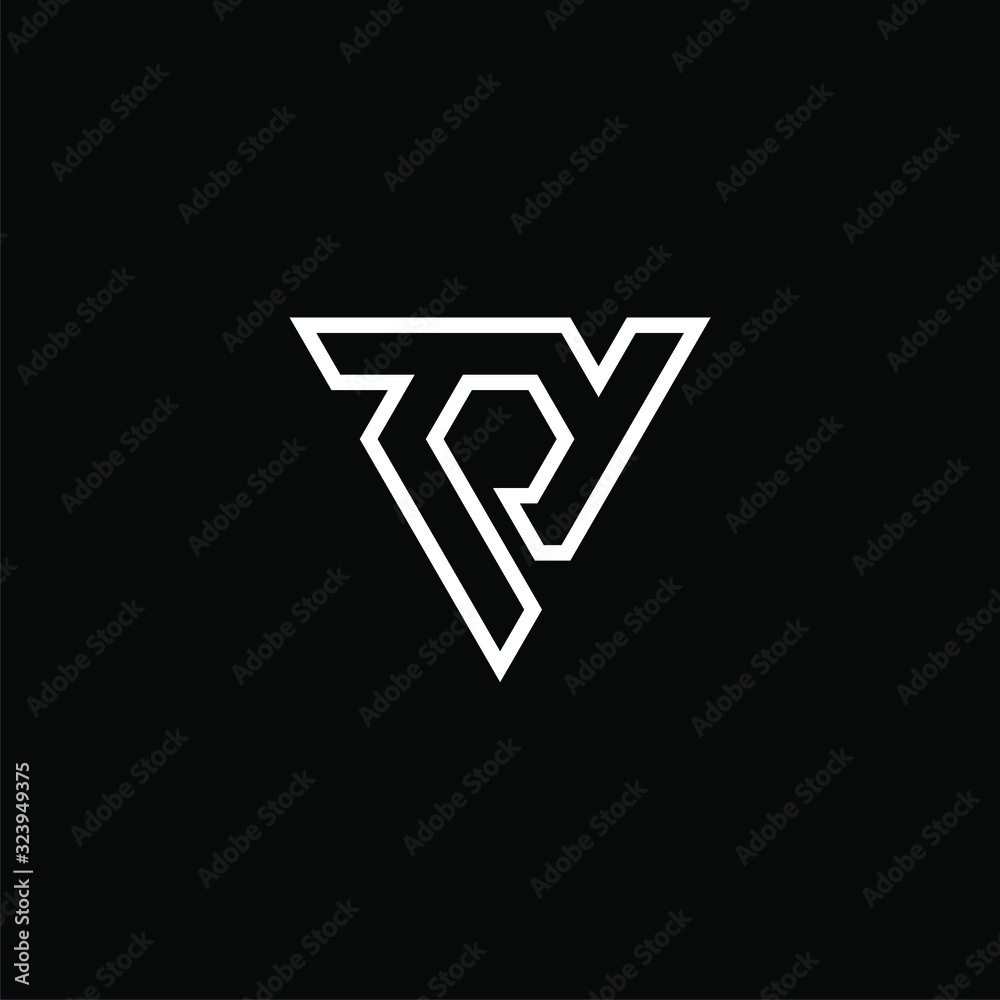 Initial letter TY or P logo template with sporty triangle line art symbol in flat design monogram illustration Initial letter TY or P logo template with sporty triangle line art symbol in flat design monogram illustration