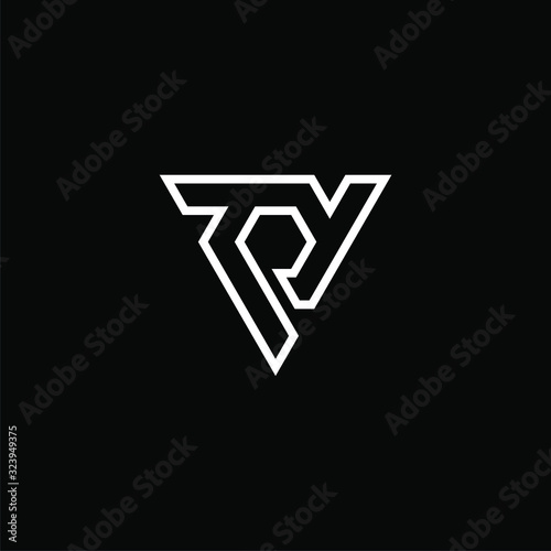Initial letter TY or P logo template with sporty triangle line art symbol in flat design monogram illustration photo