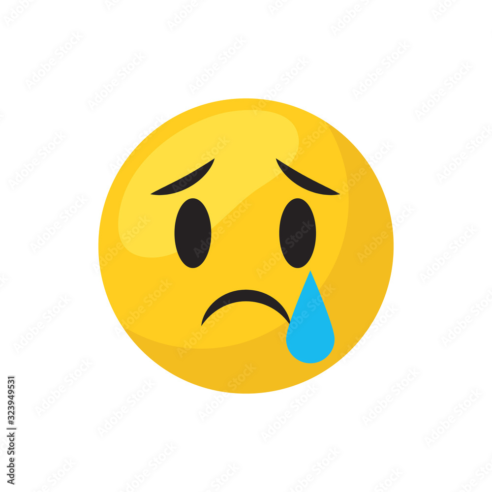 Fototapeta premium Sad emoji face flat style icon vector design